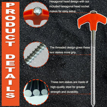 Load image into Gallery viewer, 8&quot; Screw in Tent Stakes - Ground Anchors Screw in