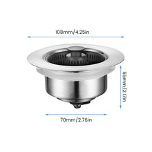 Load image into Gallery viewer, 3 in 1 Kitchen Sink Strainer Stopper Combo Pop-up 304 Stainless Sink Drainer for Drain Filter Odor Filter for Easy Cleaning Anti-Clogging Leak-Proof and Odor-Free