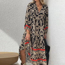 Load image into Gallery viewer, Long Sleeve V Neck Floral Dress