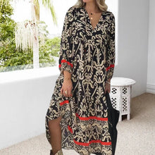 Load image into Gallery viewer, Long Sleeve V Neck Floral Dress