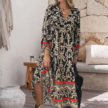 Load image into Gallery viewer, Long Sleeve V Neck Floral Dress