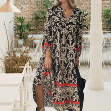 Load image into Gallery viewer, Long Sleeve V Neck Floral Dress