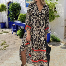 Load image into Gallery viewer, Long Sleeve V Neck Floral Dress