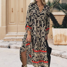 Load image into Gallery viewer, Long Sleeve V Neck Floral Dress