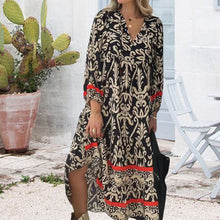 Load image into Gallery viewer, Long Sleeve V Neck Floral Dress