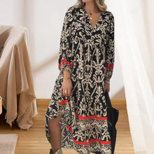 Load image into Gallery viewer, Long Sleeve V Neck Floral Dress