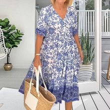 Load image into Gallery viewer, Lady Summer V-Neck Bohemian Dress