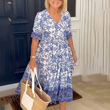 Load image into Gallery viewer, Lady Summer V-Neck Bohemian Dress