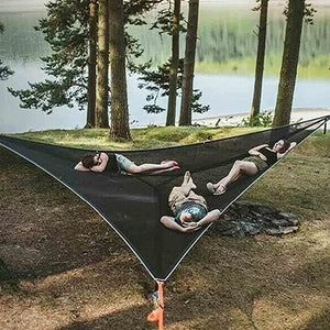 Multi Person Portable Hammock 3 Point Aerial Camping Outdoor Triangle Hammock Backyard