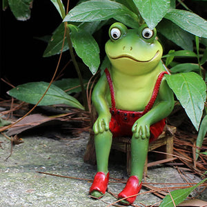 Resin Miniature Frog Garden Statue