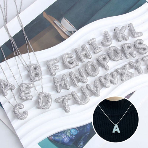 Alphabet Diamond Pendant Necklace(1* Alphabet Diamond Pendant Necklace+1*All-match letter clavicle necklace)