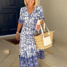 Load image into Gallery viewer, Lady Summer V-Neck Bohemian Dress