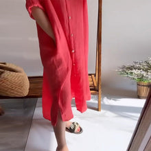 Load image into Gallery viewer, Lapel Buttoned Cotton and Linen Dress