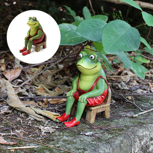 Resin Miniature Frog Garden Statue
