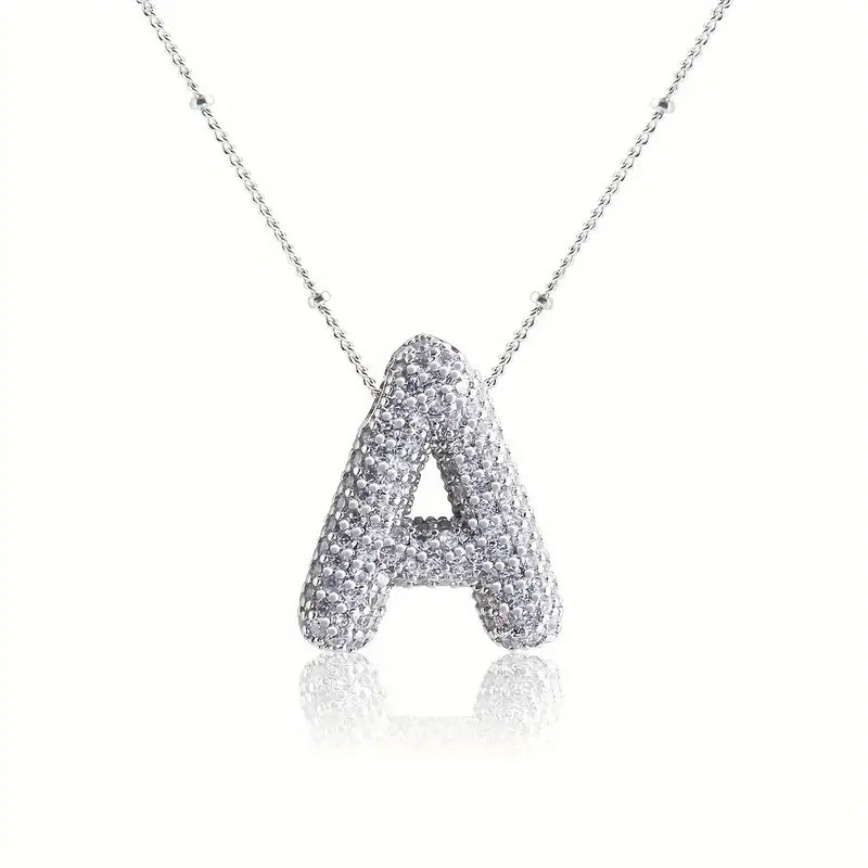 Alphabet Diamond Pendant Necklace(1* Alphabet Diamond Pendant Necklace+1*All-match letter clavicle necklace)