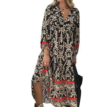 Load image into Gallery viewer, Long Sleeve V Neck Floral Dress