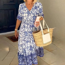 Load image into Gallery viewer, Lady Summer V-Neck Bohemian Dress