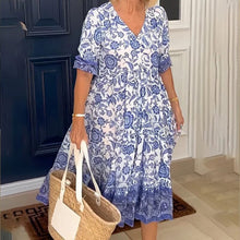 Load image into Gallery viewer, Lady Summer V-Neck Bohemian Dress