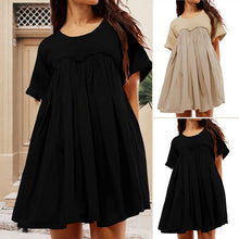 Load image into Gallery viewer, Solid Color Patchwork Pleated Dress