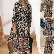 Load image into Gallery viewer, Long Sleeve V Neck Floral Dress