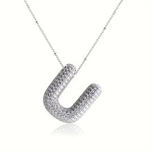 Load image into Gallery viewer, Alphabet Diamond Pendant Necklace(1* Alphabet Diamond Pendant Necklace+1*All-match letter clavicle necklace)