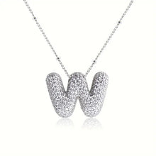 Load image into Gallery viewer, Alphabet Diamond Pendant Necklace(1* Alphabet Diamond Pendant Necklace+1*All-match letter clavicle necklace)