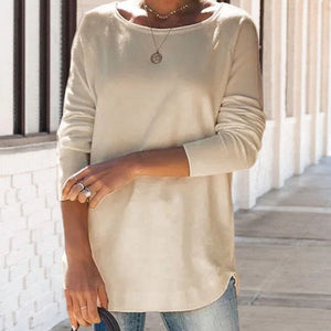 Round Neck Solid Color Casual T-shirt