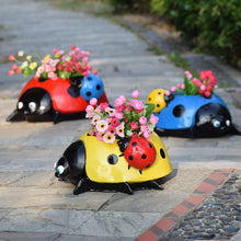 Load image into Gallery viewer, Metal Ladybug Flower Pot