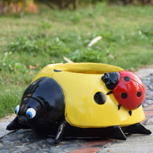 Load image into Gallery viewer, Metal Ladybug Flower Pot
