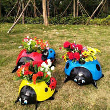 Load image into Gallery viewer, Metal Ladybug Flower Pot