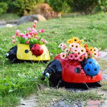 Load image into Gallery viewer, Metal Ladybug Flower Pot