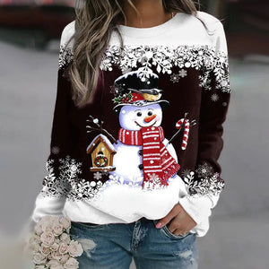 Multicolor Snowman Print Christmas Sweatshirt