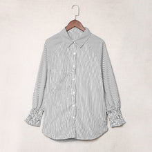 Load image into Gallery viewer, Striped Stand Collar Loose Long Sleeve Shirt