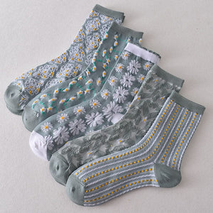 Womens Floral Cotton Socks (10 Pairs)