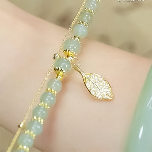 Hetian Jade Bracelet with Leaf
