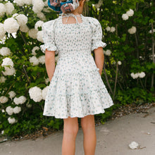 Load image into Gallery viewer, Children&#39;s Square Neck Lantern Sleeve Floral Plaid Dress