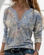 Load image into Gallery viewer, Long Sleeve Paisley Top with V-neck