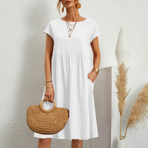 🔥 Last Day Promotion 50% OFF 🔥Women's Short Sleeve Cotton And Linen Dress