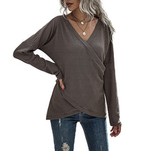 Load image into Gallery viewer, Irregular Long Sleeve V-Neck Knit Sweater