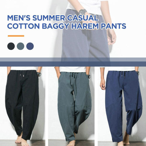 Men's Summer Casual Cotton Baggy Harem Pants