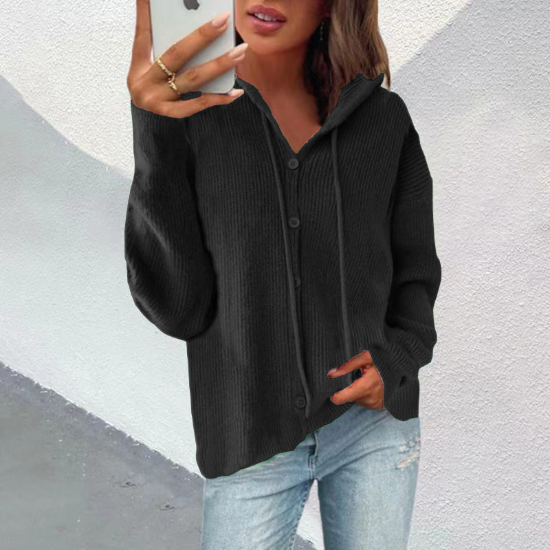 Knit Hooded Sweater Jacket