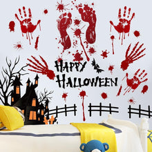 Load image into Gallery viewer, Halloween blood hand footprints wall stickers