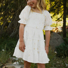 Load image into Gallery viewer, Children&#39;s Square Neck Lantern Sleeve Floral Plaid Dress