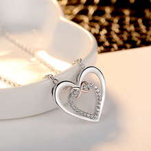 Load image into Gallery viewer, Stylish Double Heart Necklace ( Card Included)