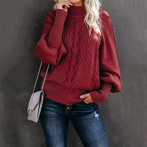 Loose-fitting Long-sleeved Knit Solid Color Sweater