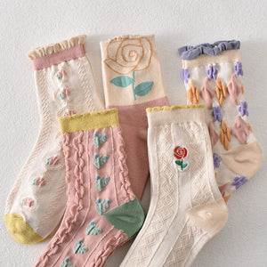 Womens Floral Cotton Socks (10 Pairs)