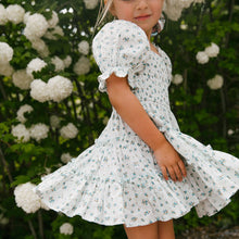 Load image into Gallery viewer, Children&#39;s Square Neck Lantern Sleeve Floral Plaid Dress