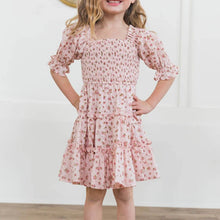 Load image into Gallery viewer, Children&#39;s Square Neck Lantern Sleeve Floral Plaid Dress