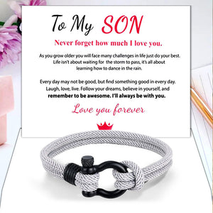 Love You Forever Nautical Braided Rope Bracelet - To My Son/Grandson