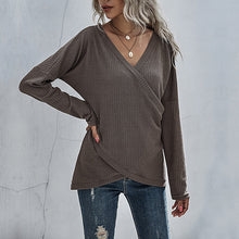Load image into Gallery viewer, Irregular Long Sleeve V-Neck Knit Sweater